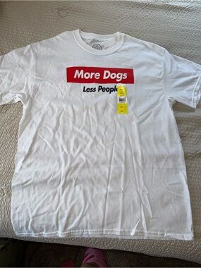 NWT More Dogs Less People White Graphic Dog Lover T-Shirt large
